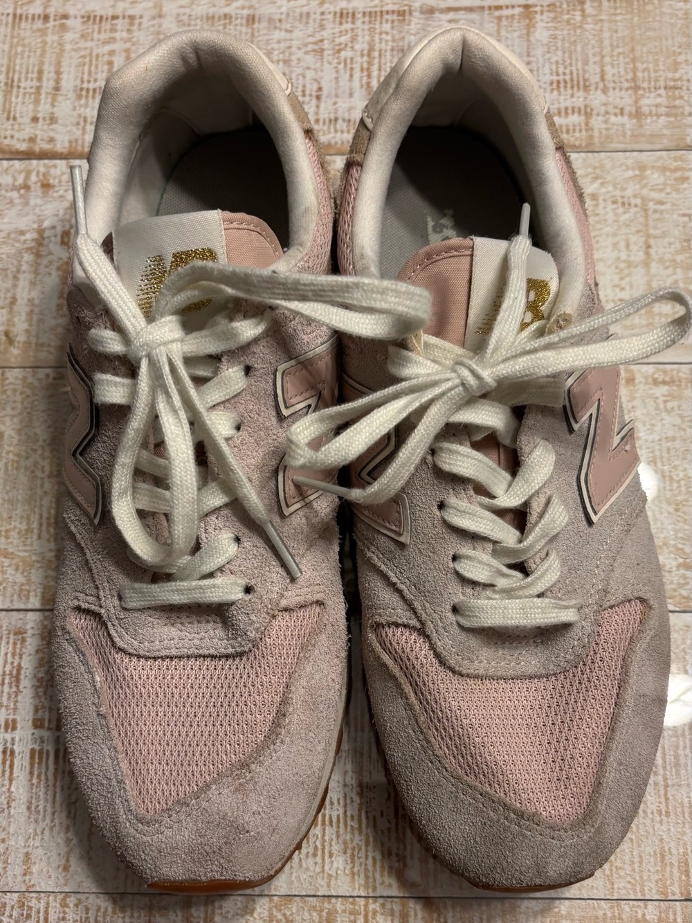 New Balance Women's Pale Pink Suede & Mesh Sneakers